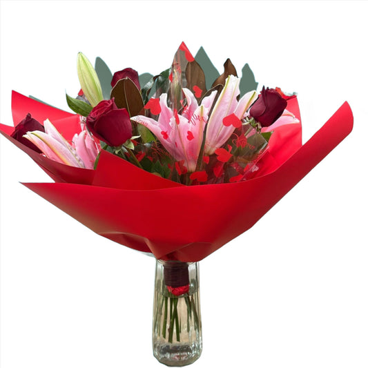 Red Rose and Lily Bouquet